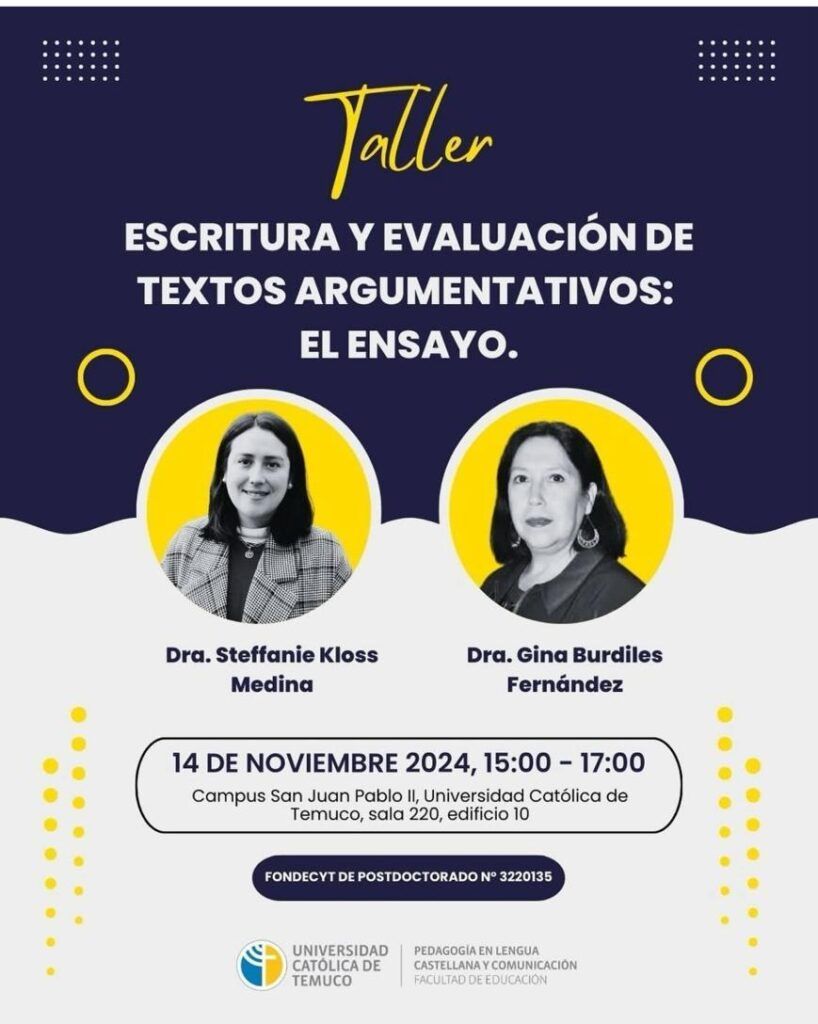 Afiche de Taller: Escritura y evaluación de textos argumentativos: el ensayo